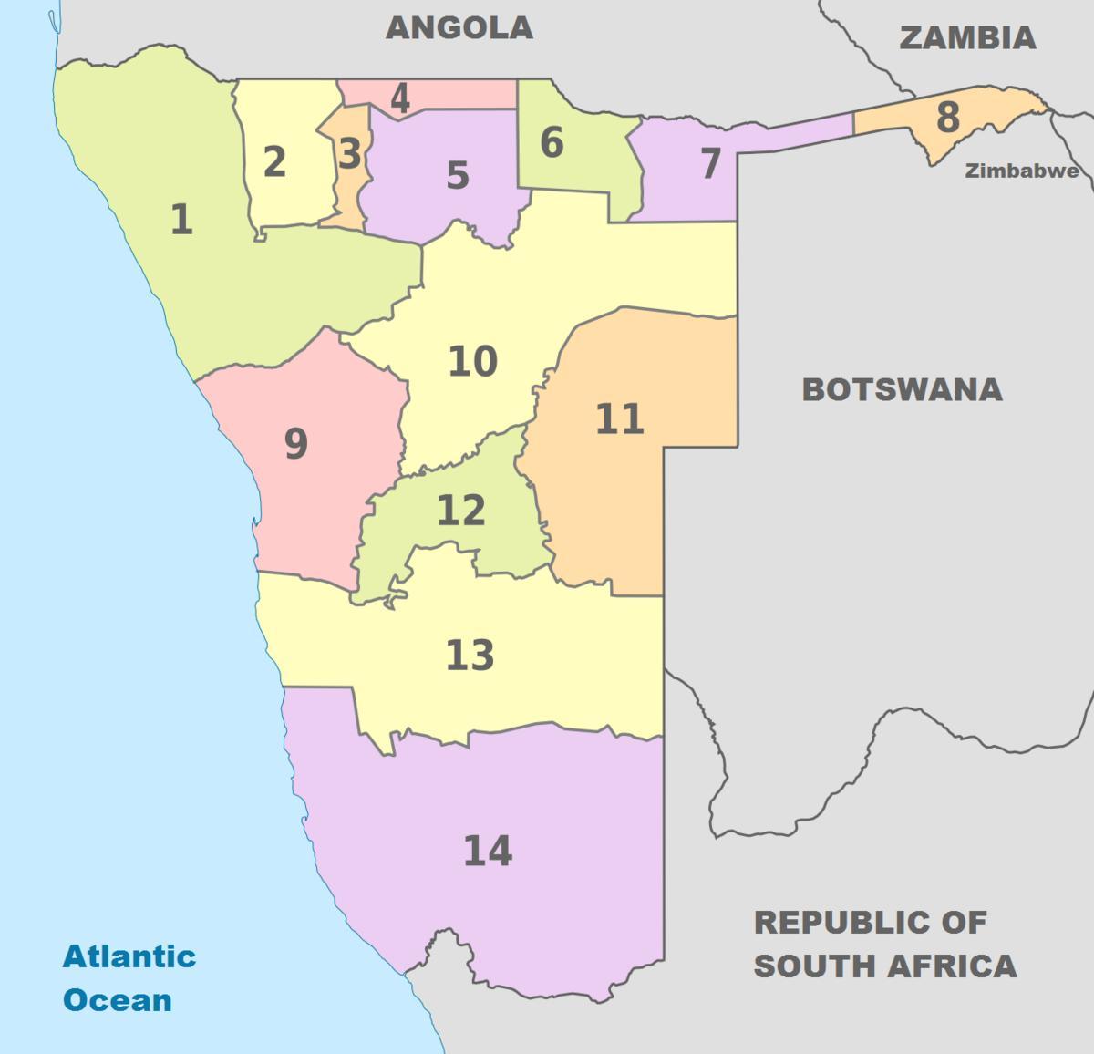 улс төрийн газрын зураг Намиби